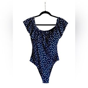 Women’s HYPNOTIC Blue White Polka Dots One piece Swimsuit XL